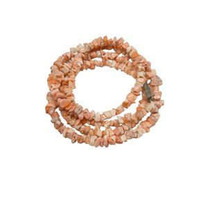 Vintage Coral Chips Necklace 30" Long Pink Genuine Coral Single Strand Peachy